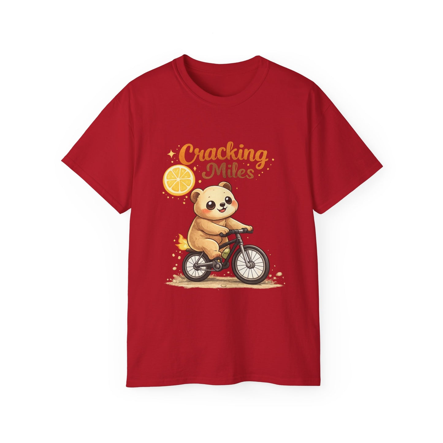 Cracking Miles Cute Bear on Bicycle T‑Shirt