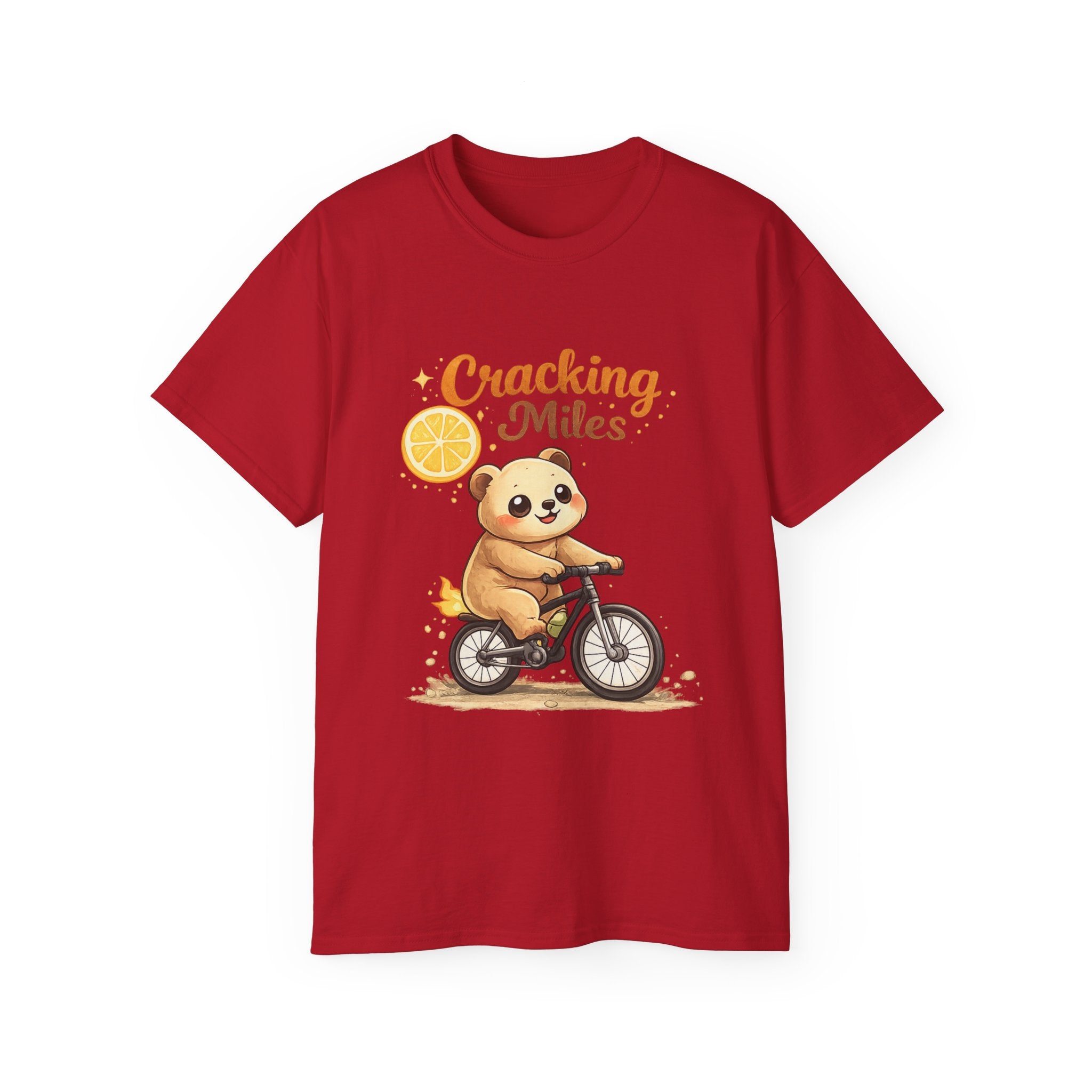Cracking Miles Cute Bear on Bicycle T‑Shirt