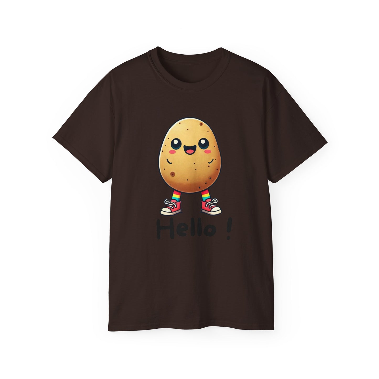 Potato Character T‑Shirt — Cute Kawaii 'Hello!' Tee