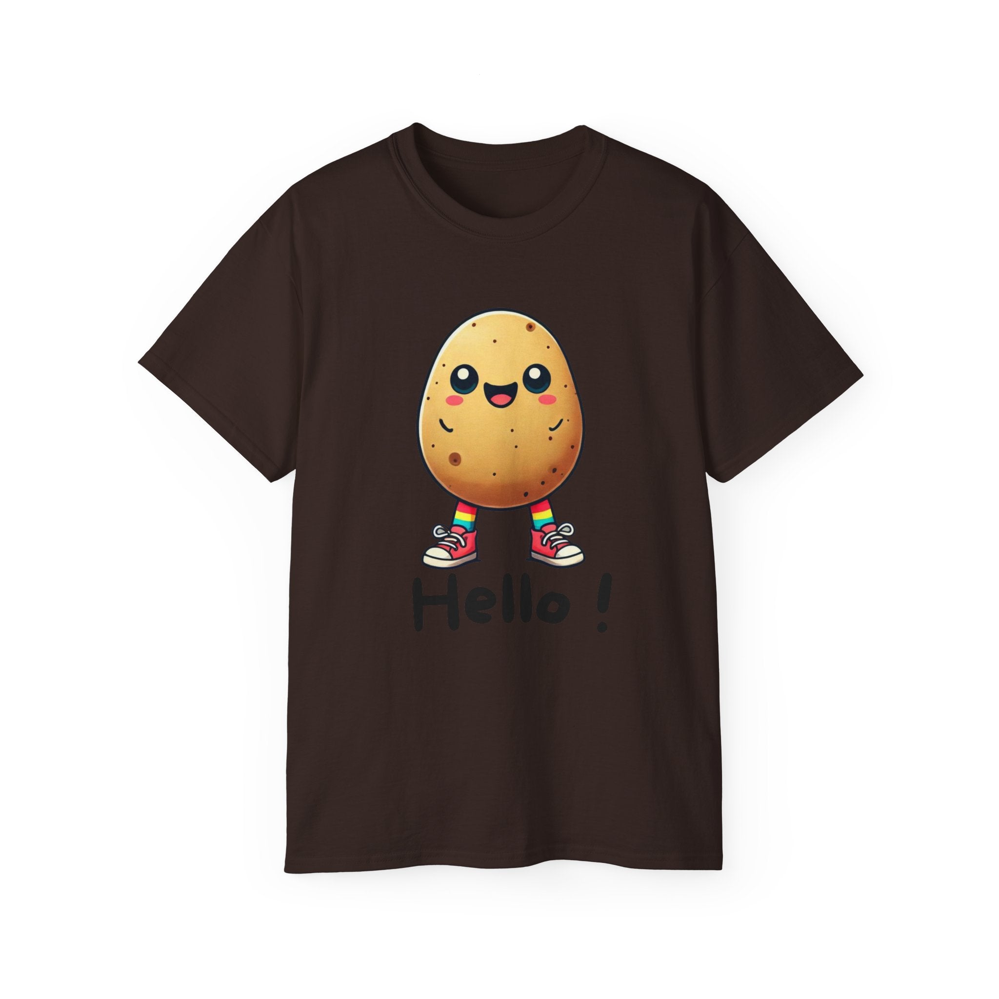 Potato Character T‑Shirt — Cute Kawaii 'Hello!' Tee