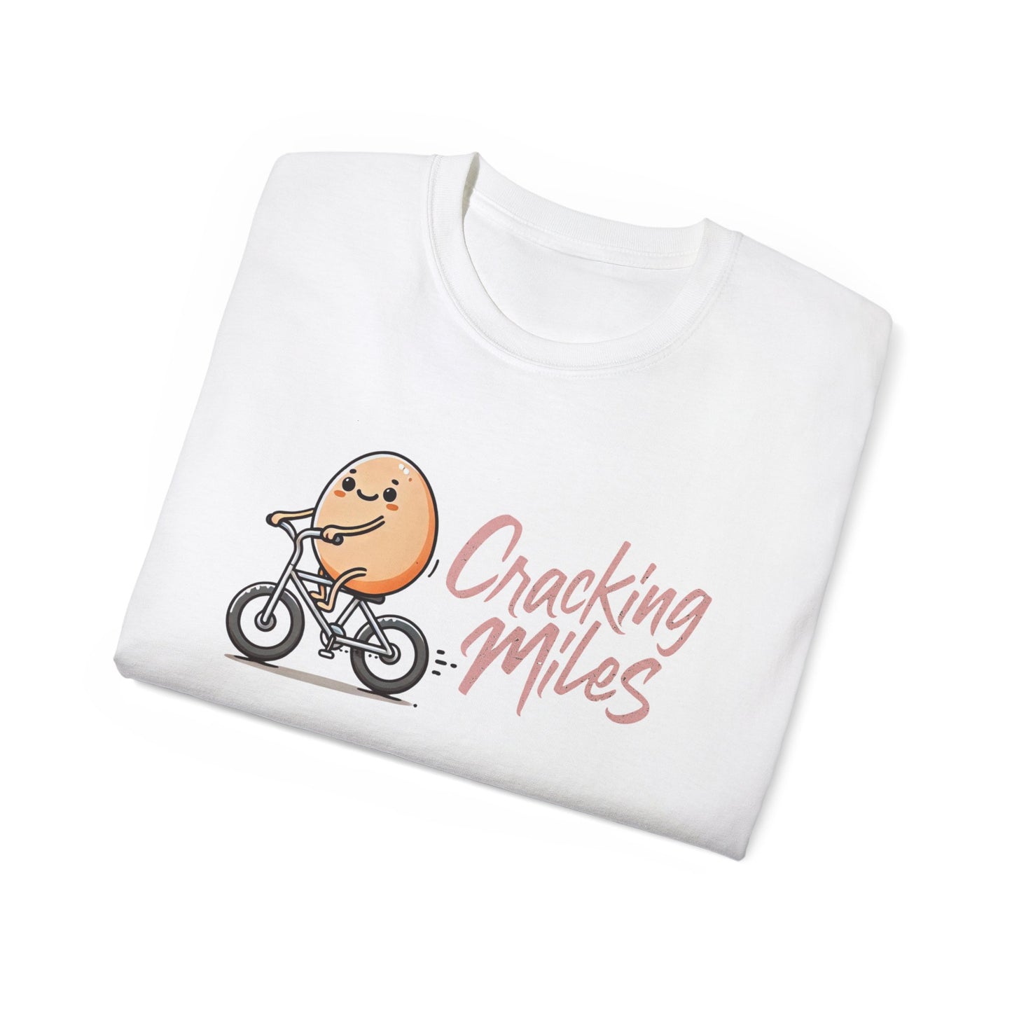 Cracking Miles Cycling T‑Shirt — Cute Egg Biker Tee