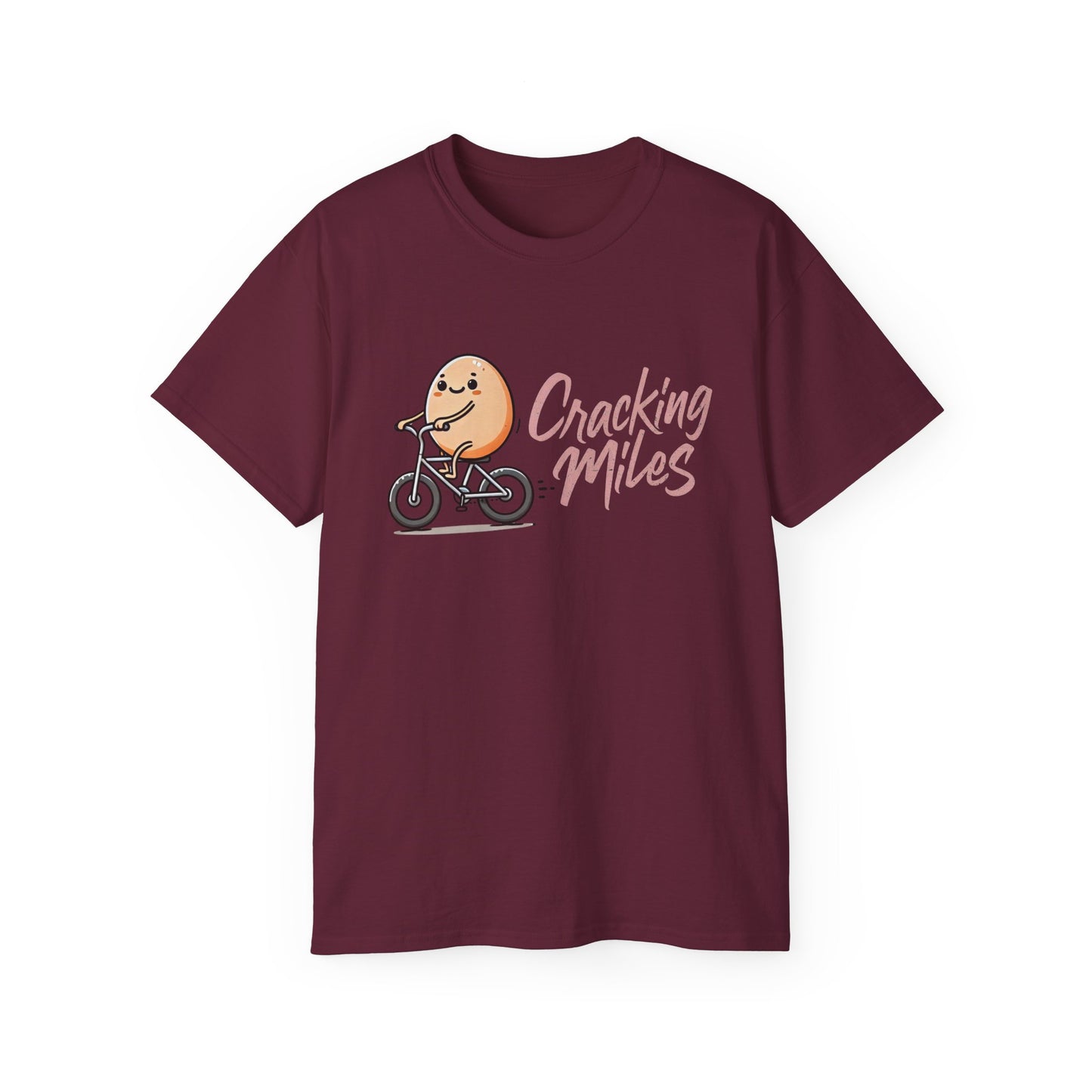 Cracking Miles Cycling T‑Shirt — Cute Egg Biker Tee