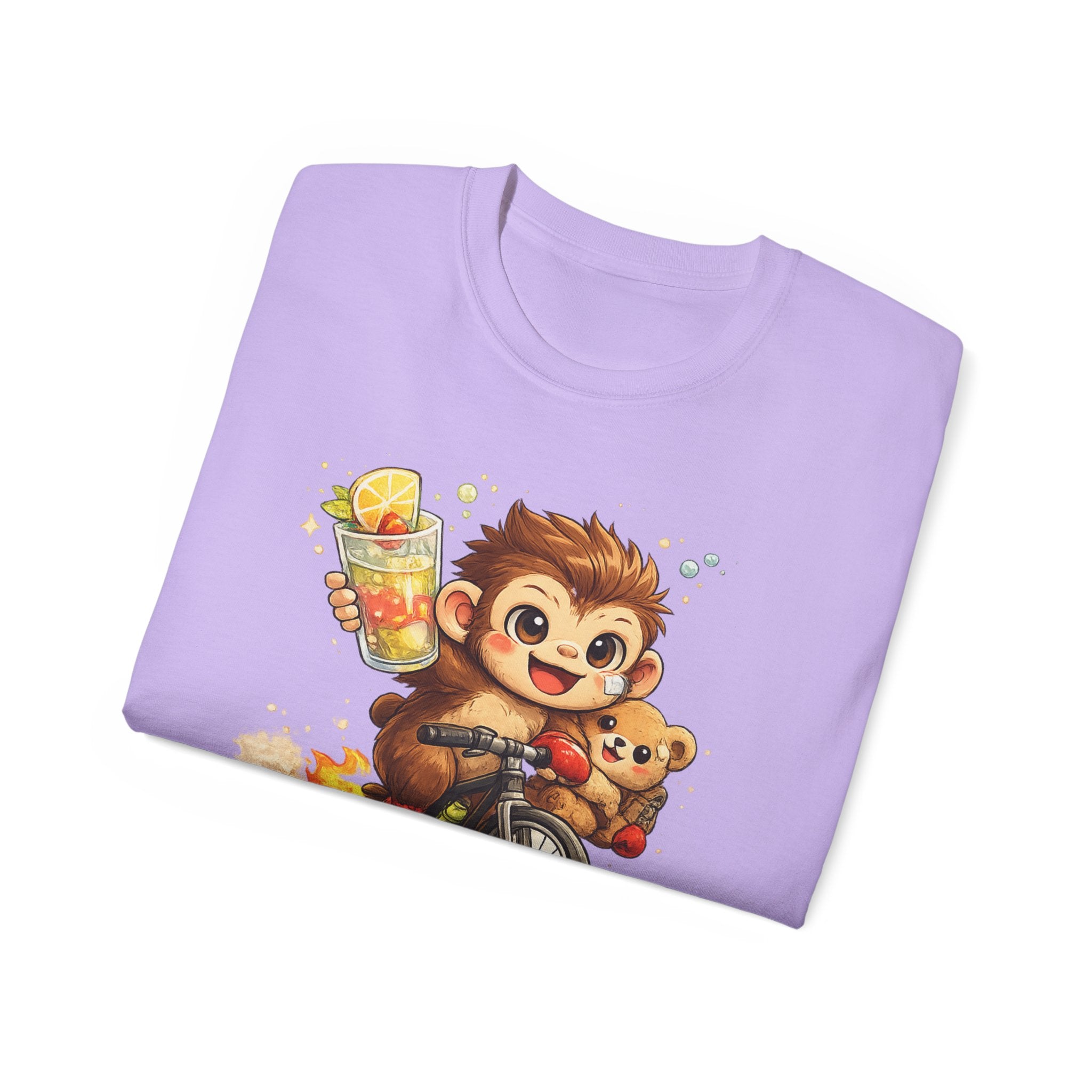 Cute Monkey on Bicycle T‑Shirt — "Oh My Love!" Graphic Tee