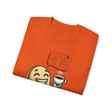 Coffee Bean Cartoon Tee — "Heya!" Cute Morning Coffee T-Shirt