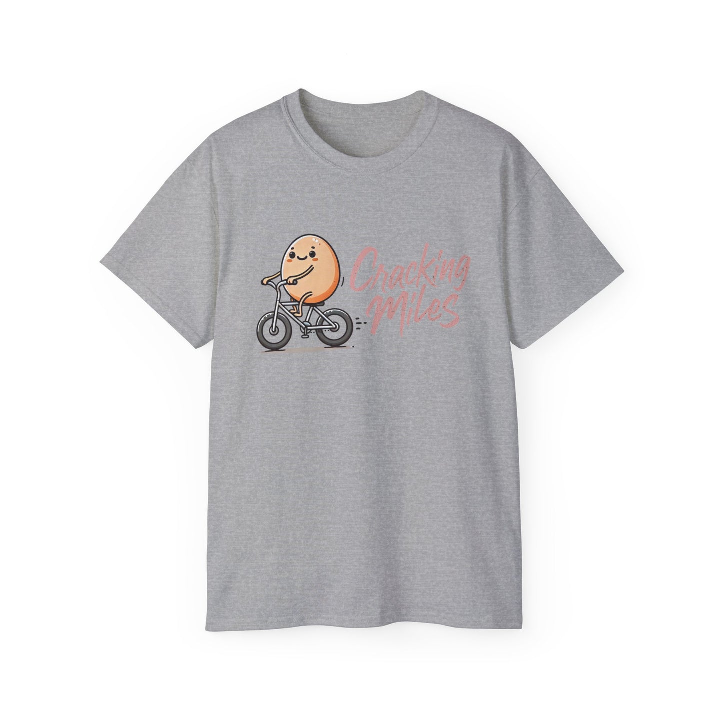 Cracking Miles Cycling T‑Shirt — Cute Egg Biker Tee
