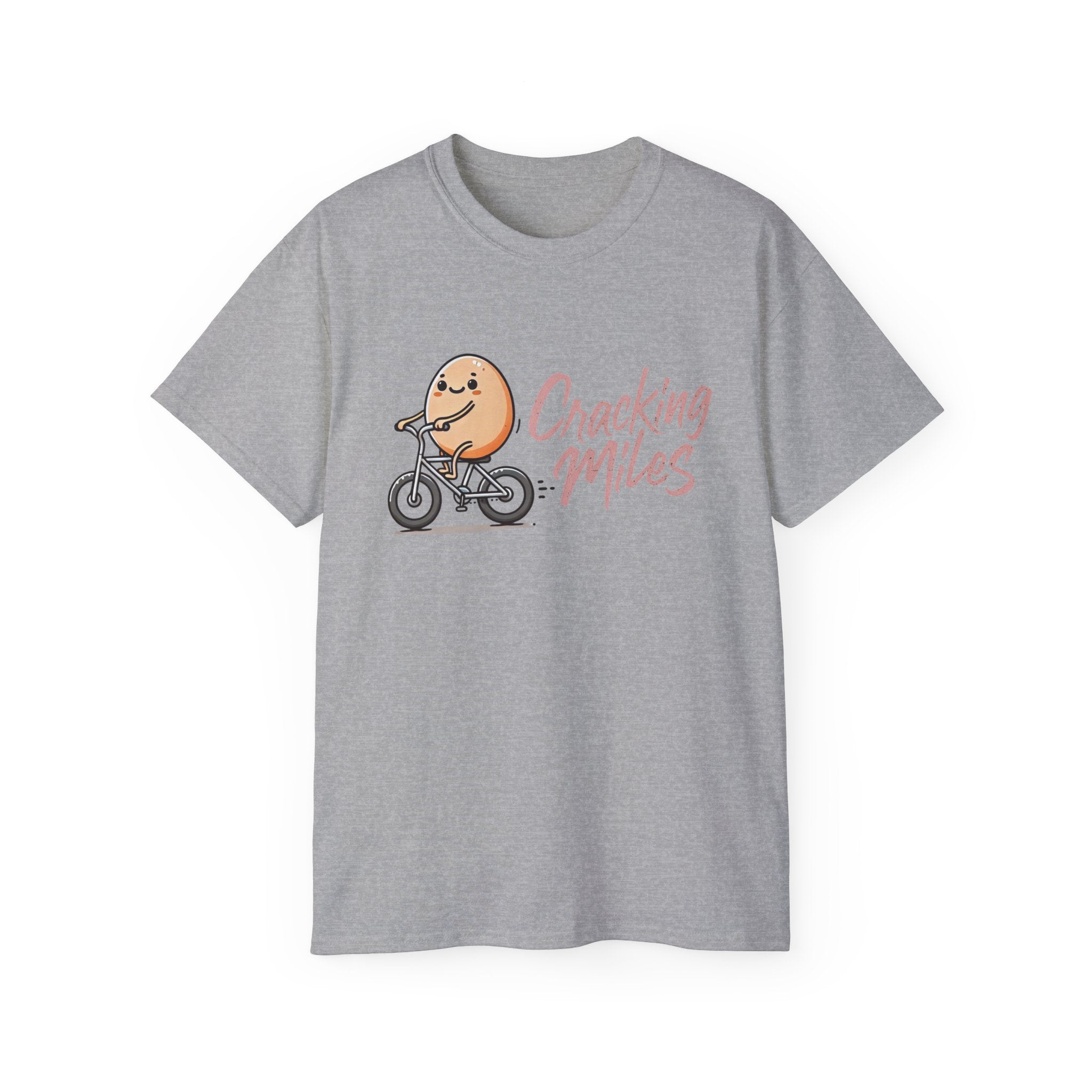 Cracking Miles Cycling T‑Shirt — Cute Egg Biker Tee