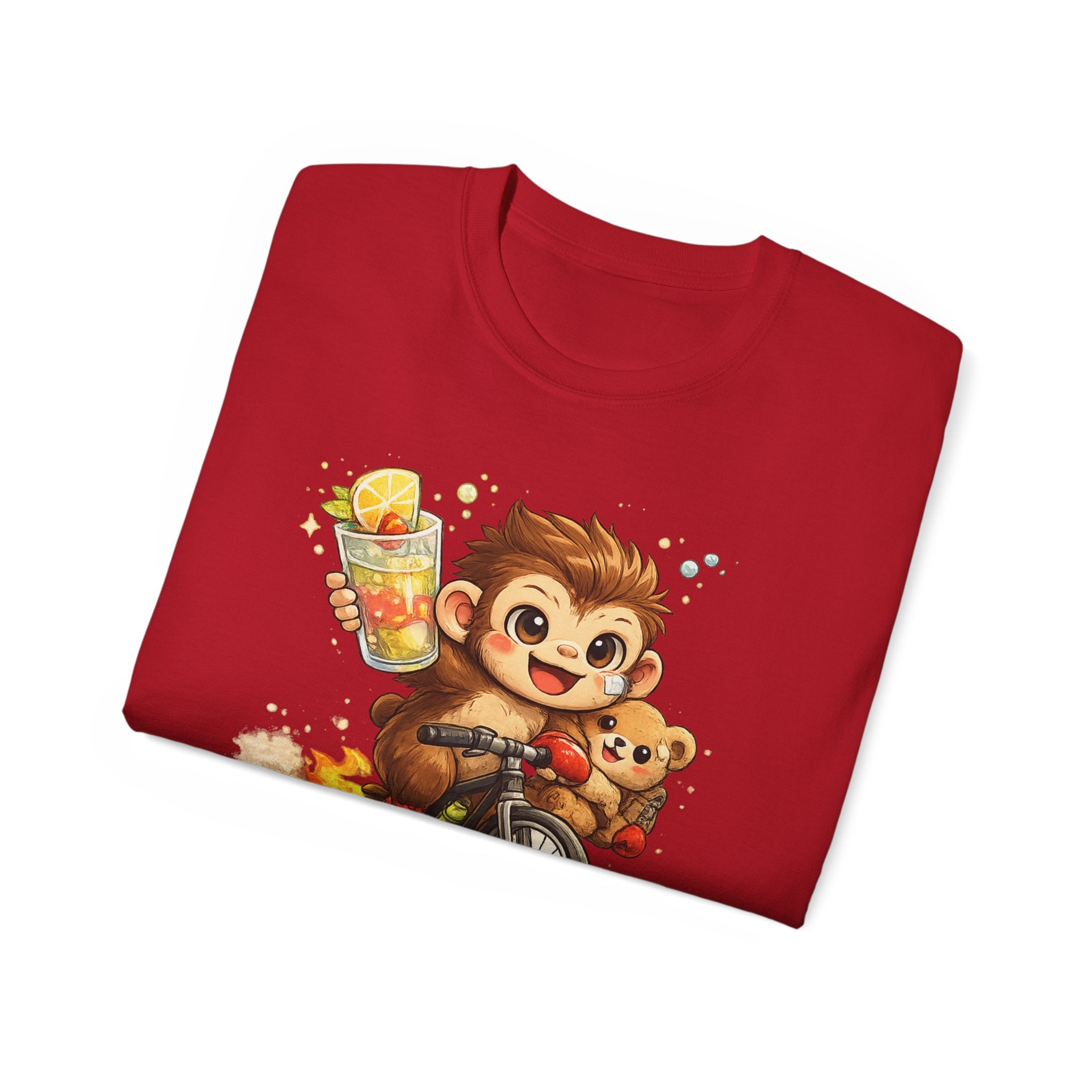 Cute Monkey on Bicycle T‑Shirt — "Oh My Love!" Graphic Tee