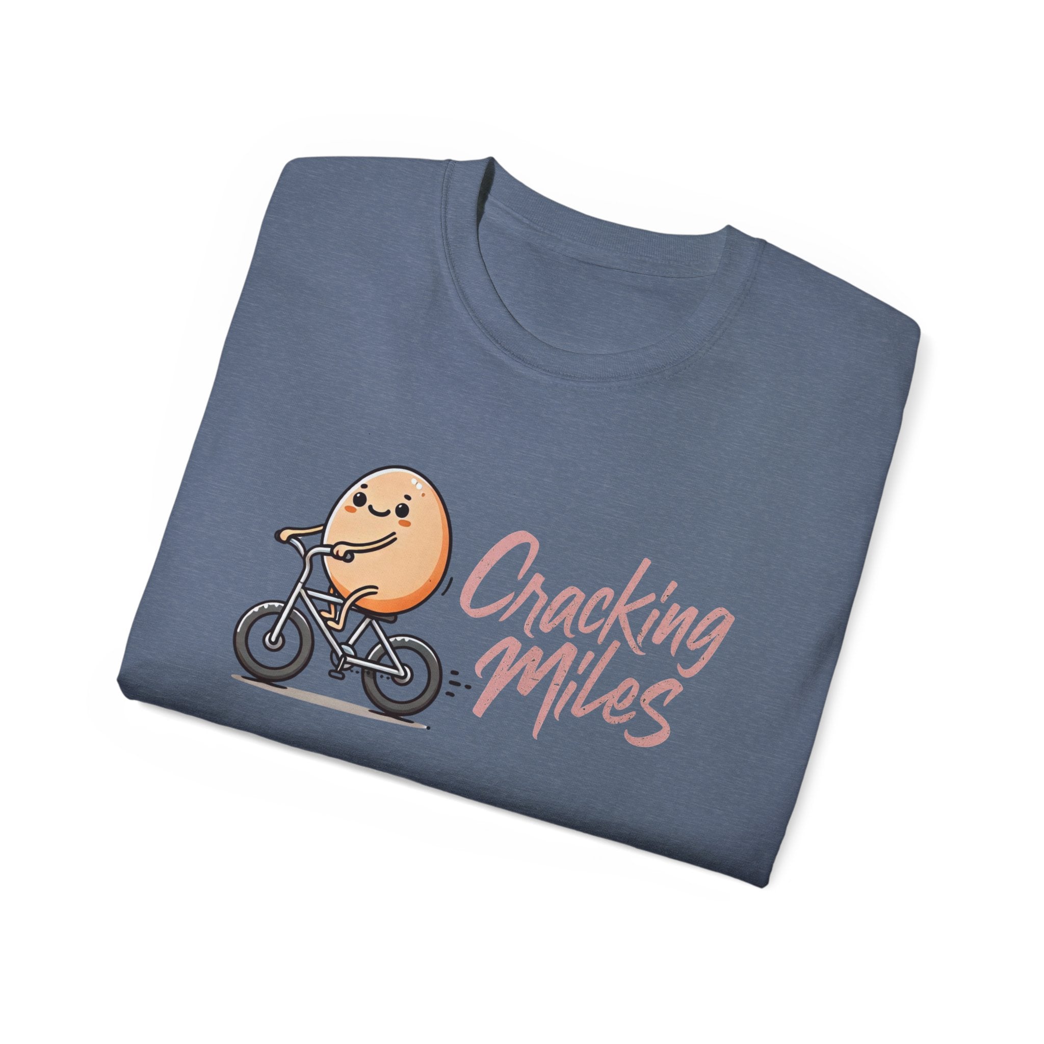Cracking Miles Cycling T‑Shirt — Cute Egg Biker Tee