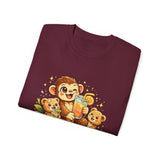 Cute Monkey Family Orange Juice T‑Shirt — Playful Tropical Kids Tee