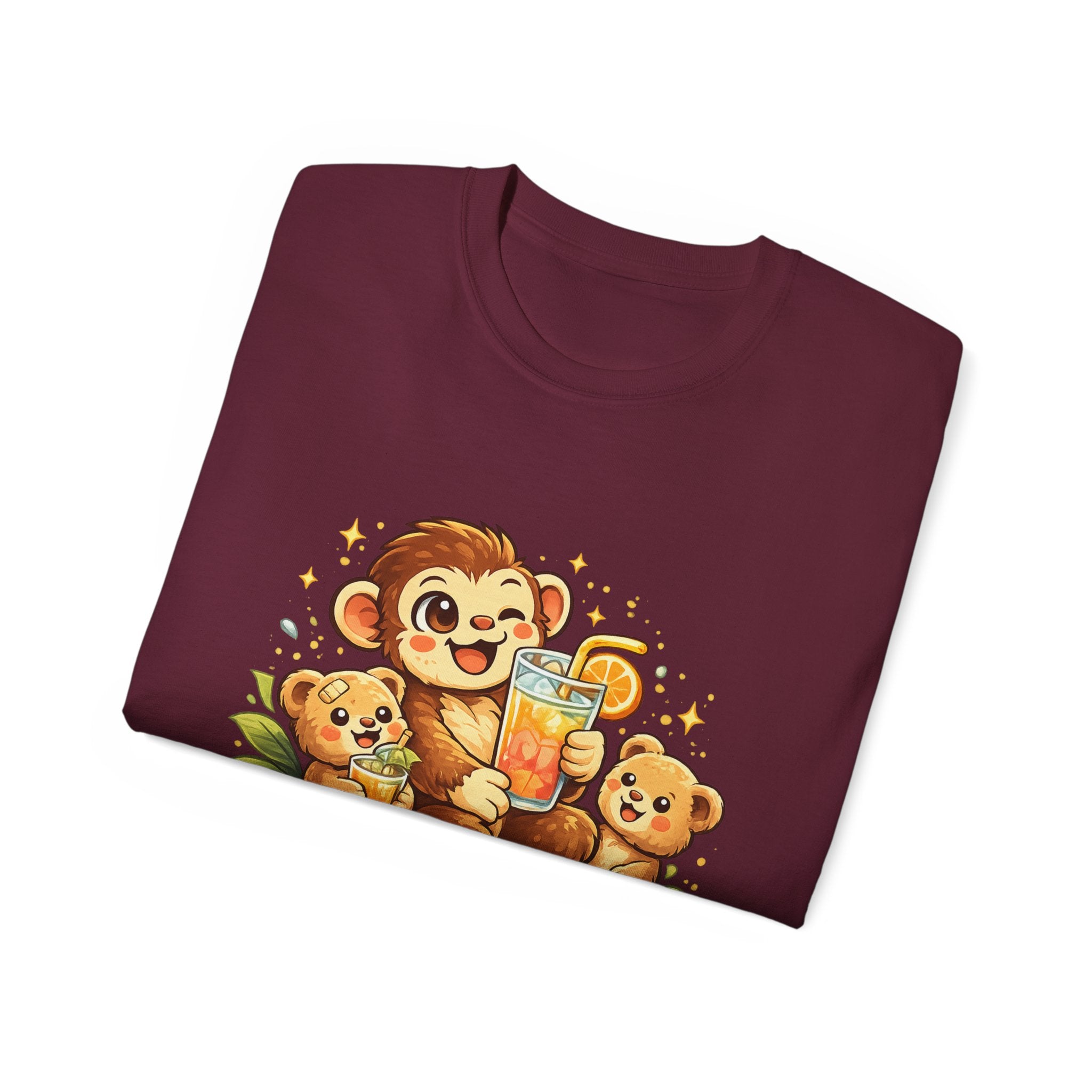 Cute Monkey Family Orange Juice T‑Shirt — Playful Tropical Kids Tee