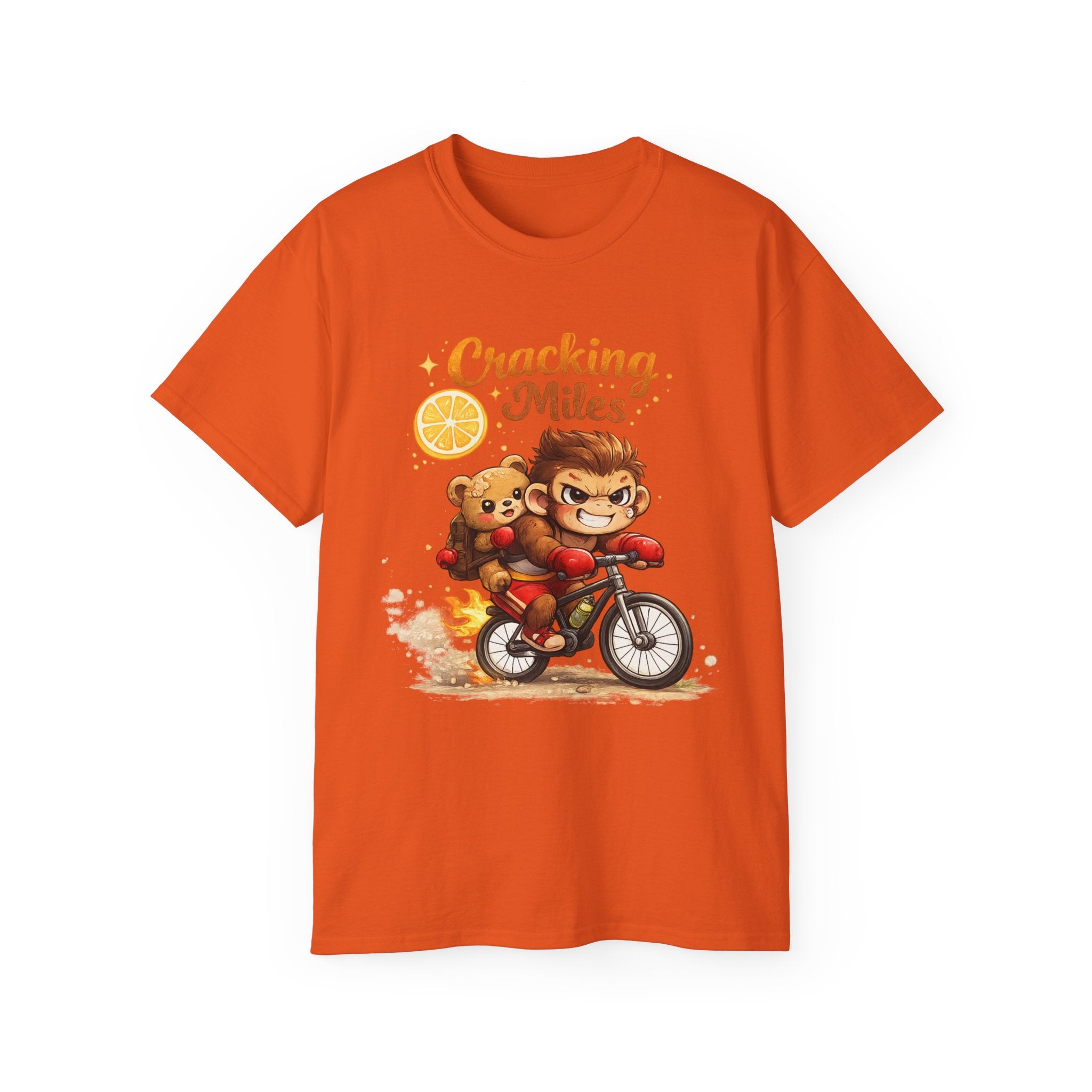 Cracking Miles Monkey Bike Tee — Cute Bear Rider Graphic T-Shirt