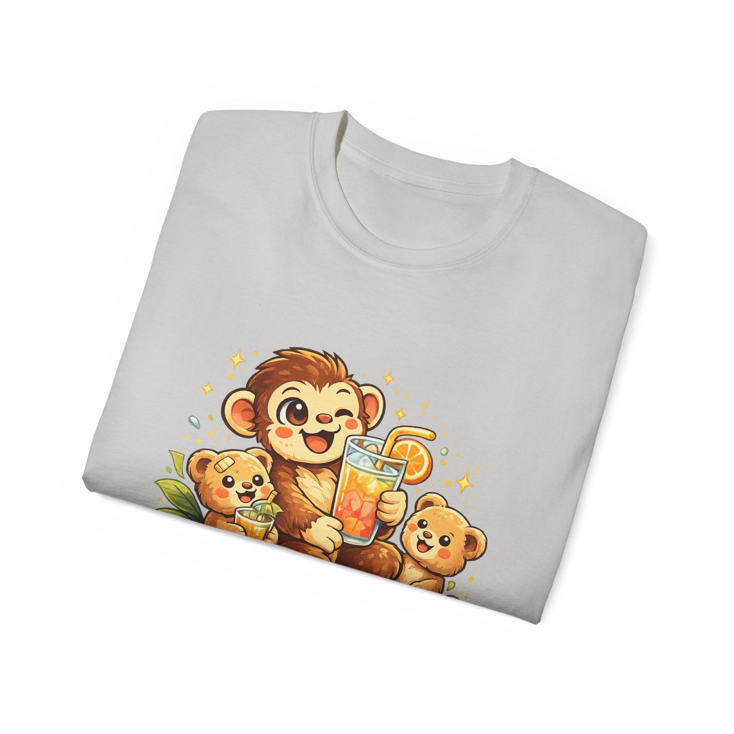 Cute Monkey Family Orange Juice T‑Shirt — Playful Tropical Kids Tee