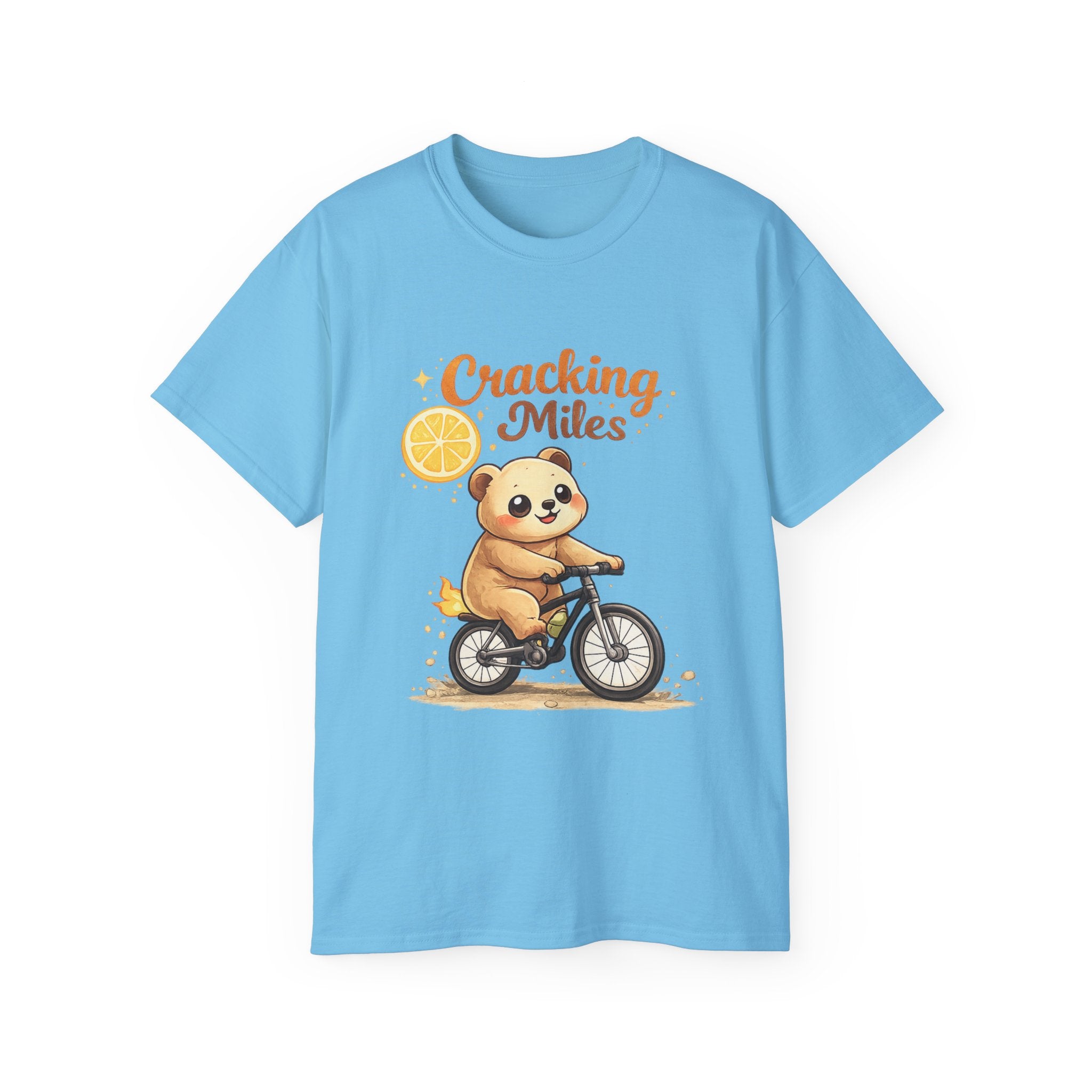 Cracking Miles Cute Bear on Bicycle T‑Shirt
