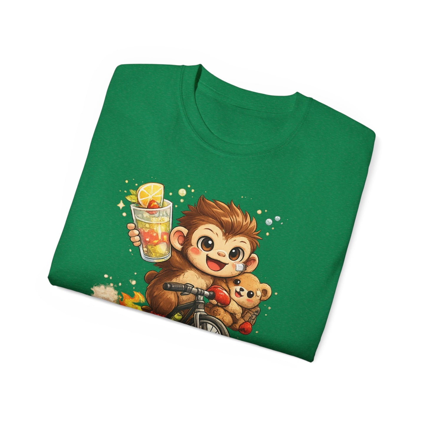 Cute Monkey on Bicycle T‑Shirt — "Oh My Love!" Graphic Tee