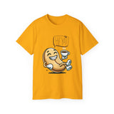 Coffee Bean Cartoon Tee — "Heya!" Cute Morning Coffee T-Shirt