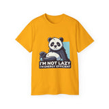 Energy Efficient Panda T-Shirt — "I'm Not Lazy, I'm Energy Efficient" Cute Graphic Tee
