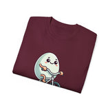 Eggs-cuse Me! Cute Egg Riding Bike T-Shirt — Funny Bicycle Cartoon Tee