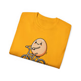 Cute Egg on Bike T-Shirt — “Eggs-tra Ordinary” Funny Cycling Tee