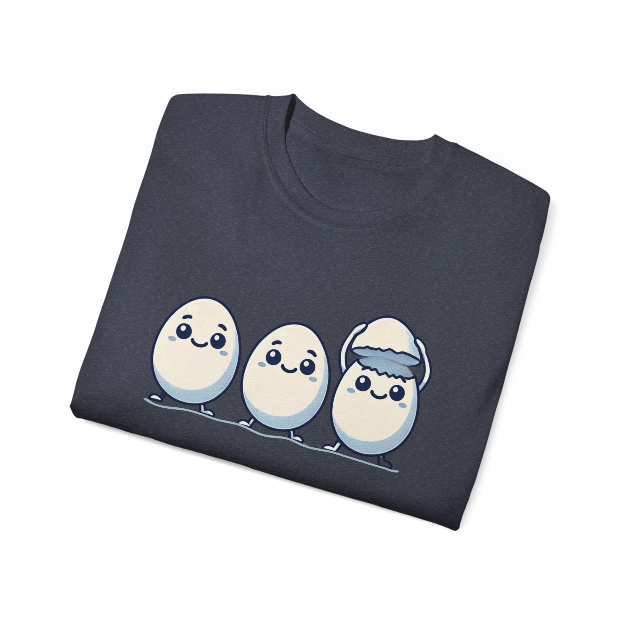 Cute Kawaii Egg Trio Graphic Tee — Adorable Chick Hatching T-Shirt