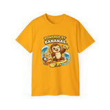 Powered by Bananas Tee — Cute Surfing Monkey & Teddy Graphic Shirt