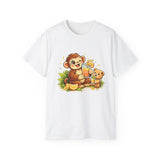 Cute Monkey & Puppy Orange Juice T-Shirt — Playful Tropical Animal Tee