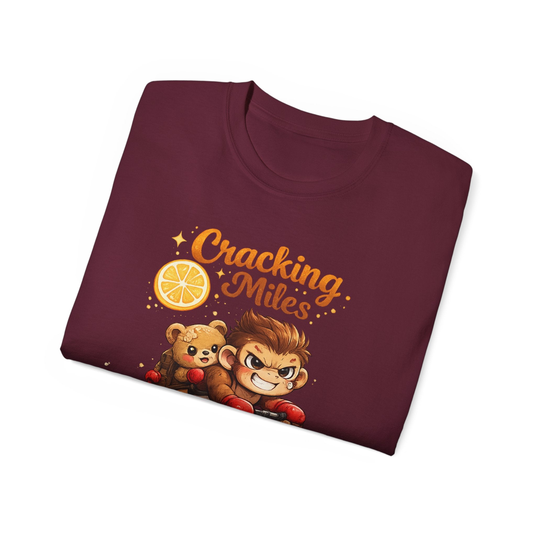 Cracking Miles Monkey Bike Tee — Cute Bear Rider Graphic T-Shirt