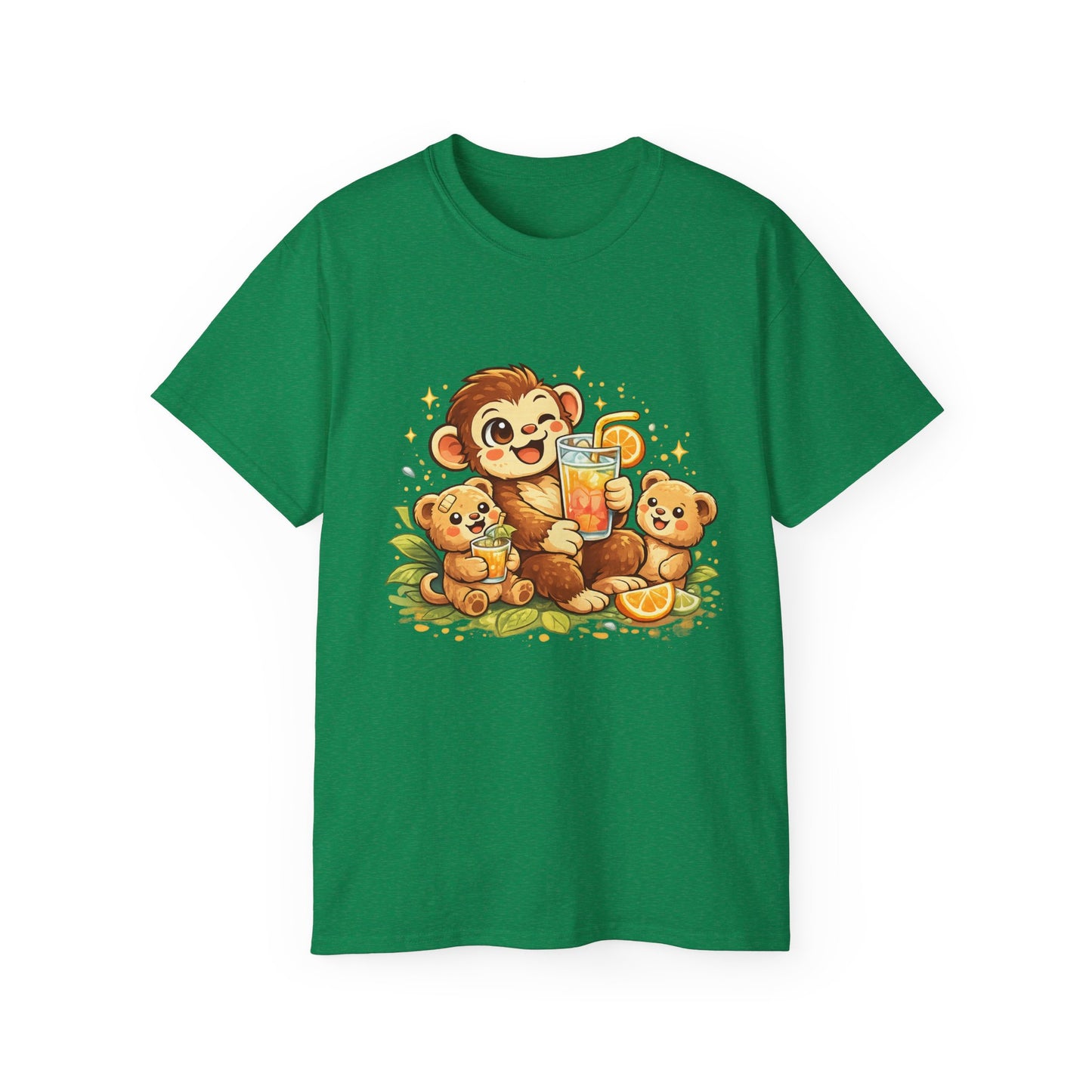Cute Monkey Family Orange Juice T‑Shirt — Playful Tropical Kids Tee