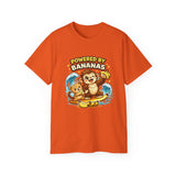 Powered by Bananas Tee — Cute Surfing Monkey & Teddy Graphic Shirt