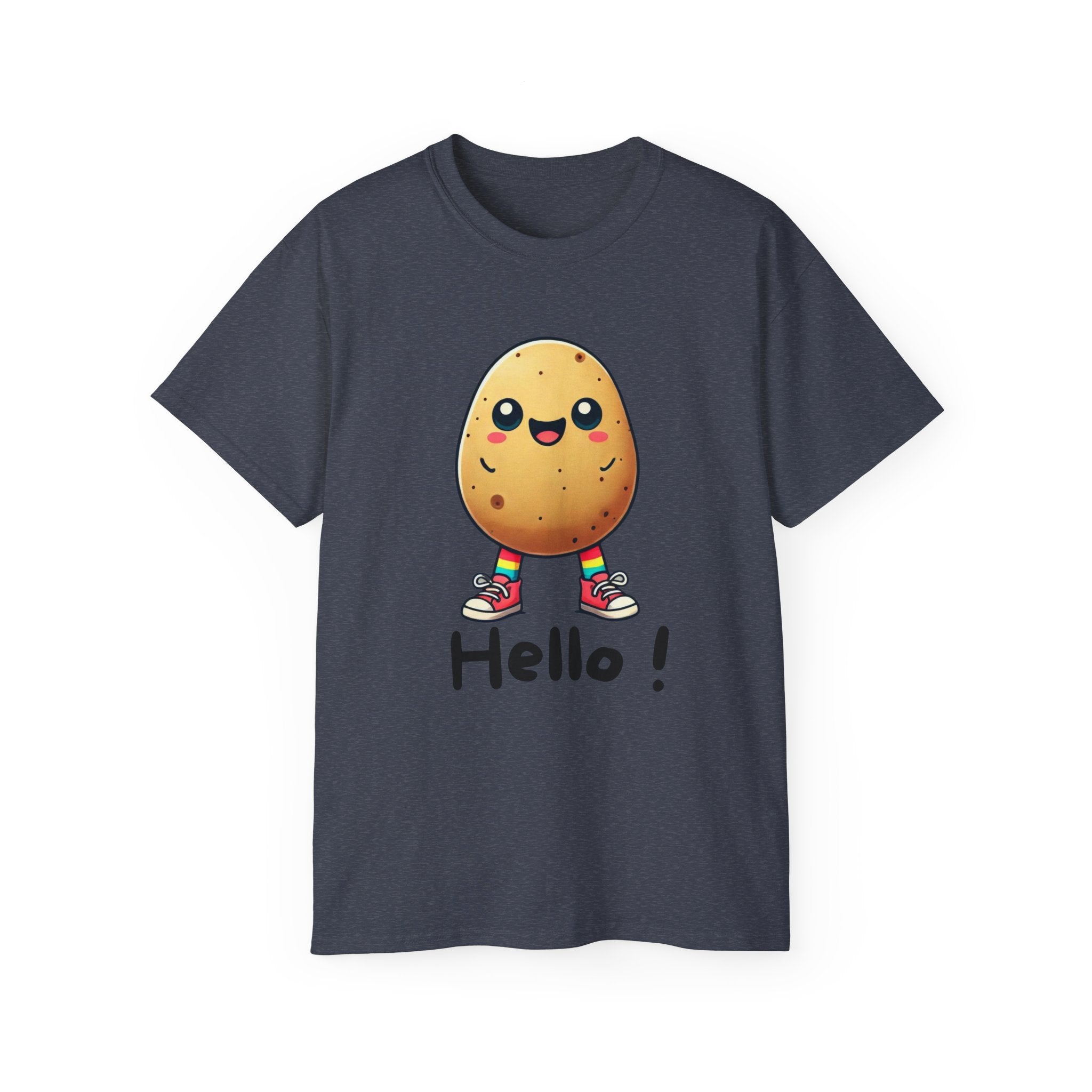 Potato Character T‑Shirt — Cute Kawaii 'Hello!' Tee