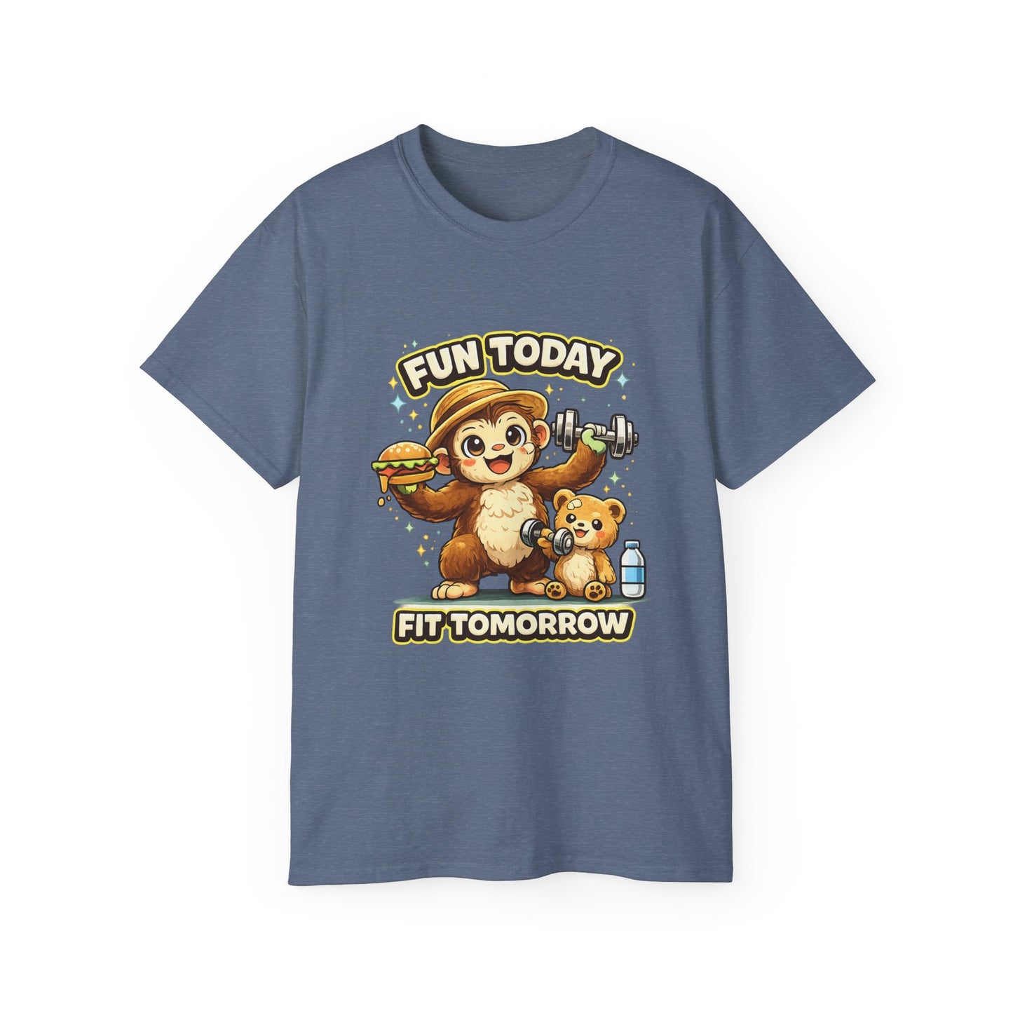 T-Shirt — “Fun Today, Fit Tomorrow” Sloth Workout Graphic Tee