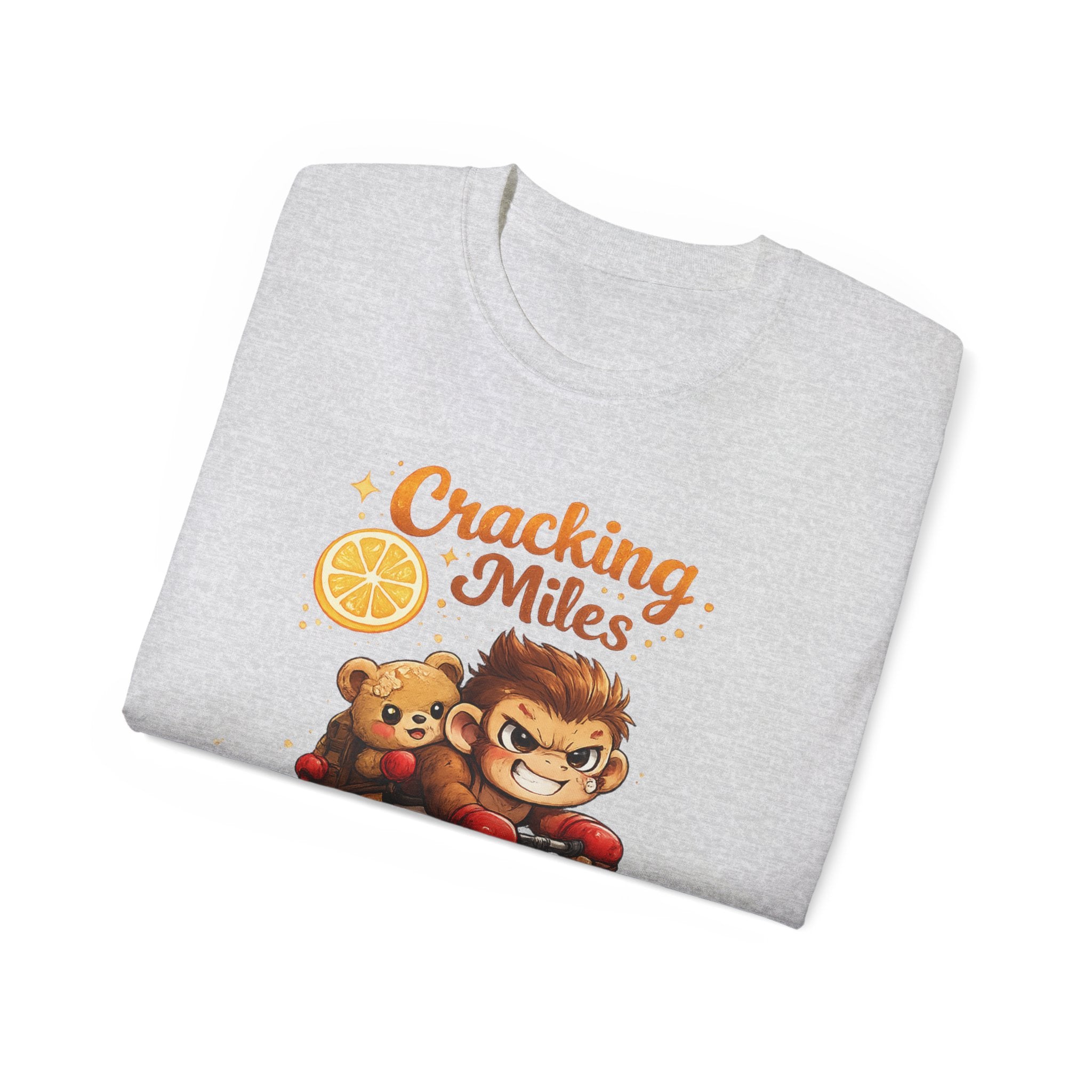 Cracking Miles Monkey Bike Tee — Cute Bear Rider Graphic T-Shirt
