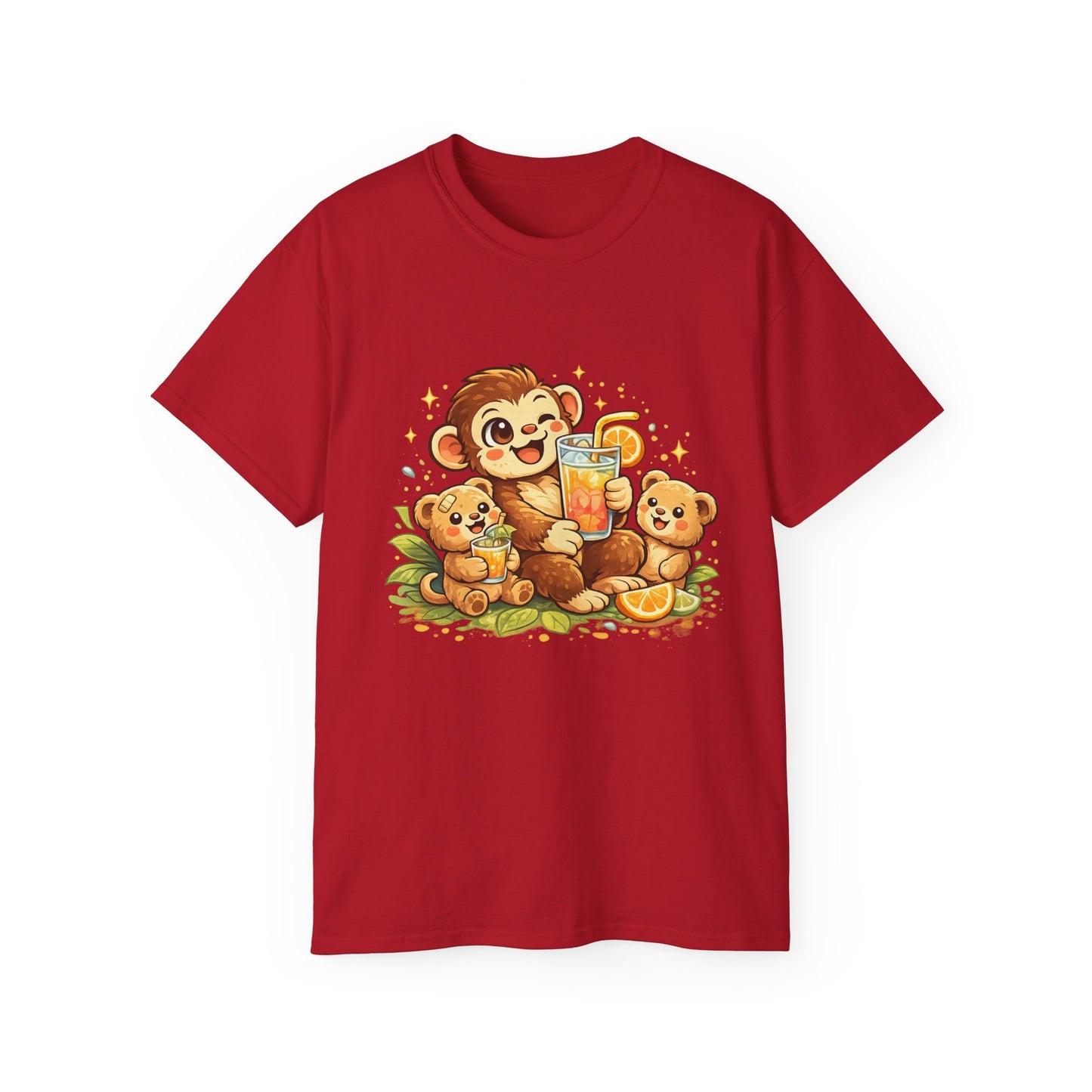 Cute Monkey Family Orange Juice T‑Shirt — Playful Tropical Kids Tee