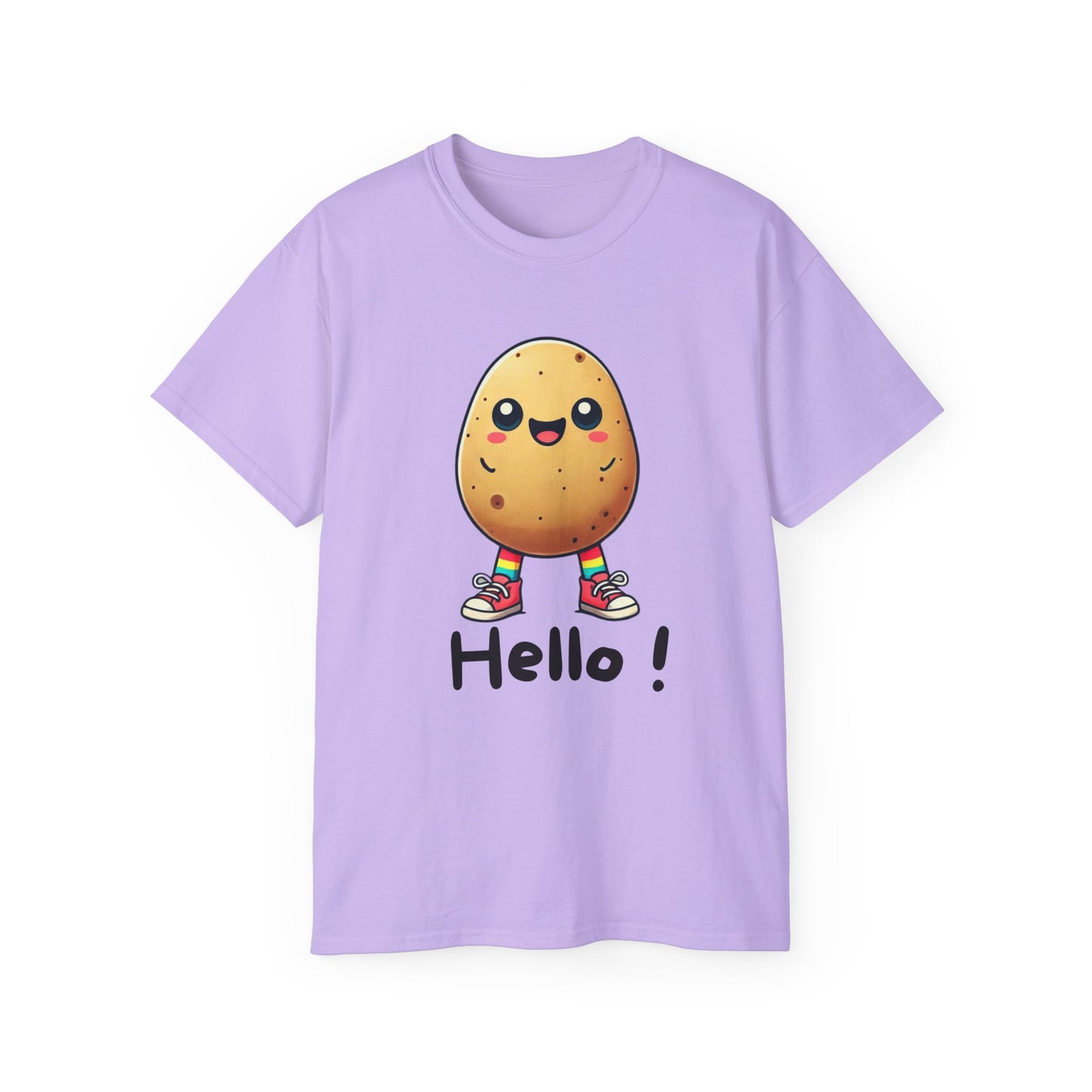 Potato Character T‑Shirt — Cute Kawaii 'Hello!' Tee