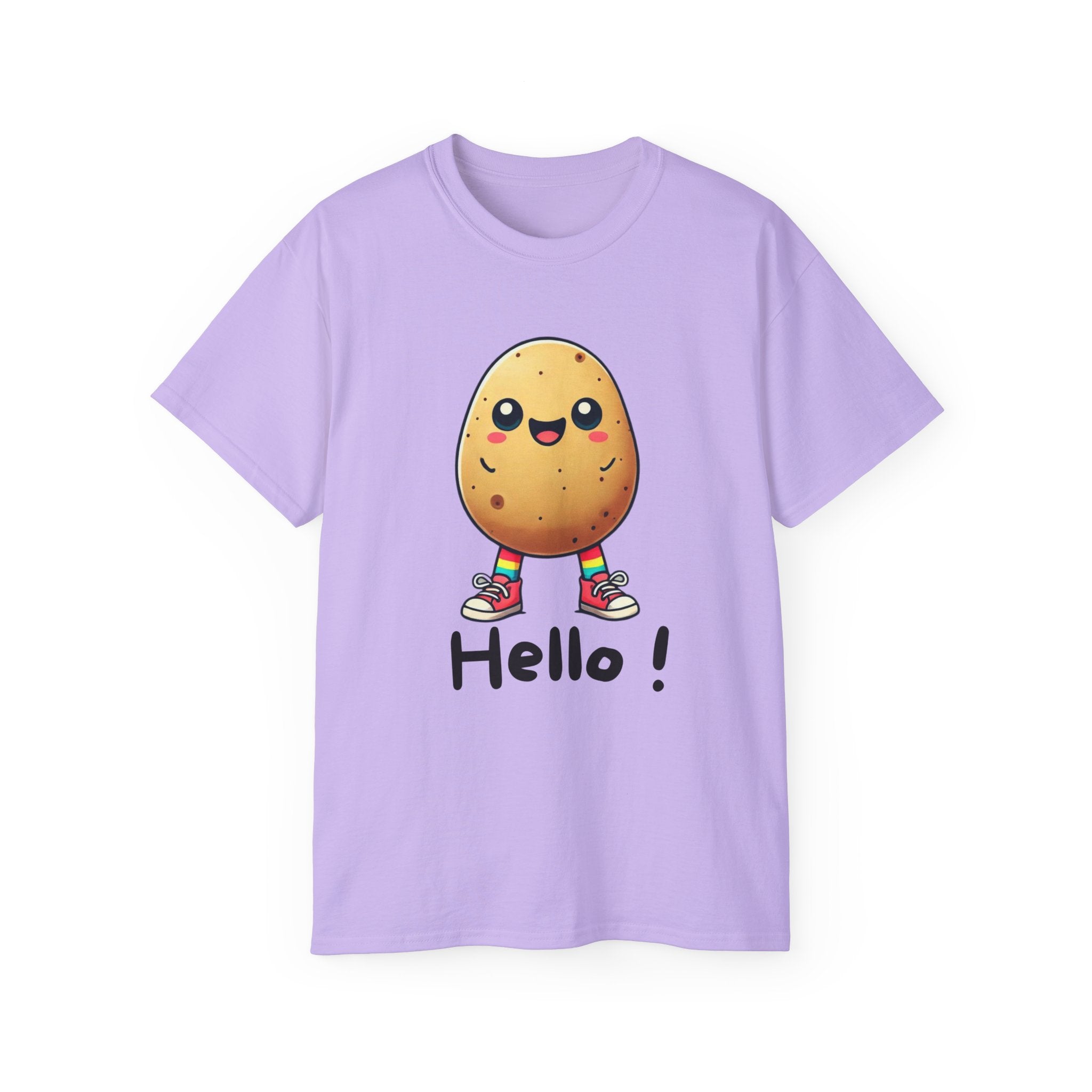 Potato Character T‑Shirt — Cute Kawaii 'Hello!' Tee