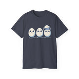 Cute Kawaii Egg Trio Graphic Tee — Adorable Chick Hatching T-Shirt