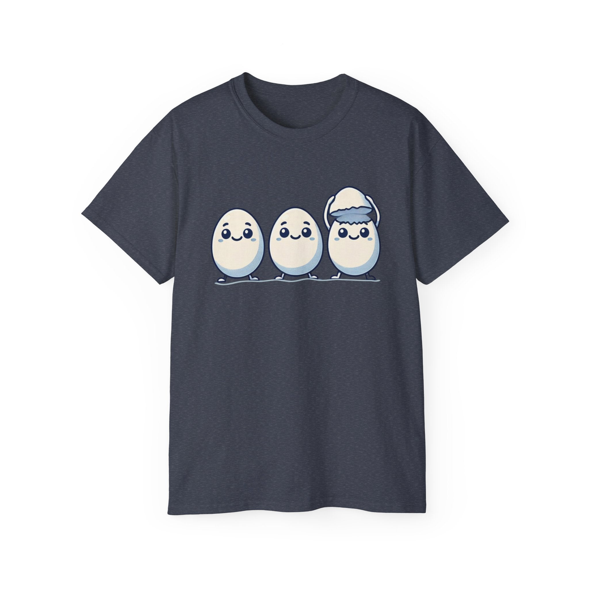 Cute Kawaii Egg Trio Graphic Tee — Adorable Chick Hatching T-Shirt