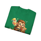 Cute Hedgehog Riding Bike T‑Shirt — Adorable Cartoon Animal Tee (With Teddy)