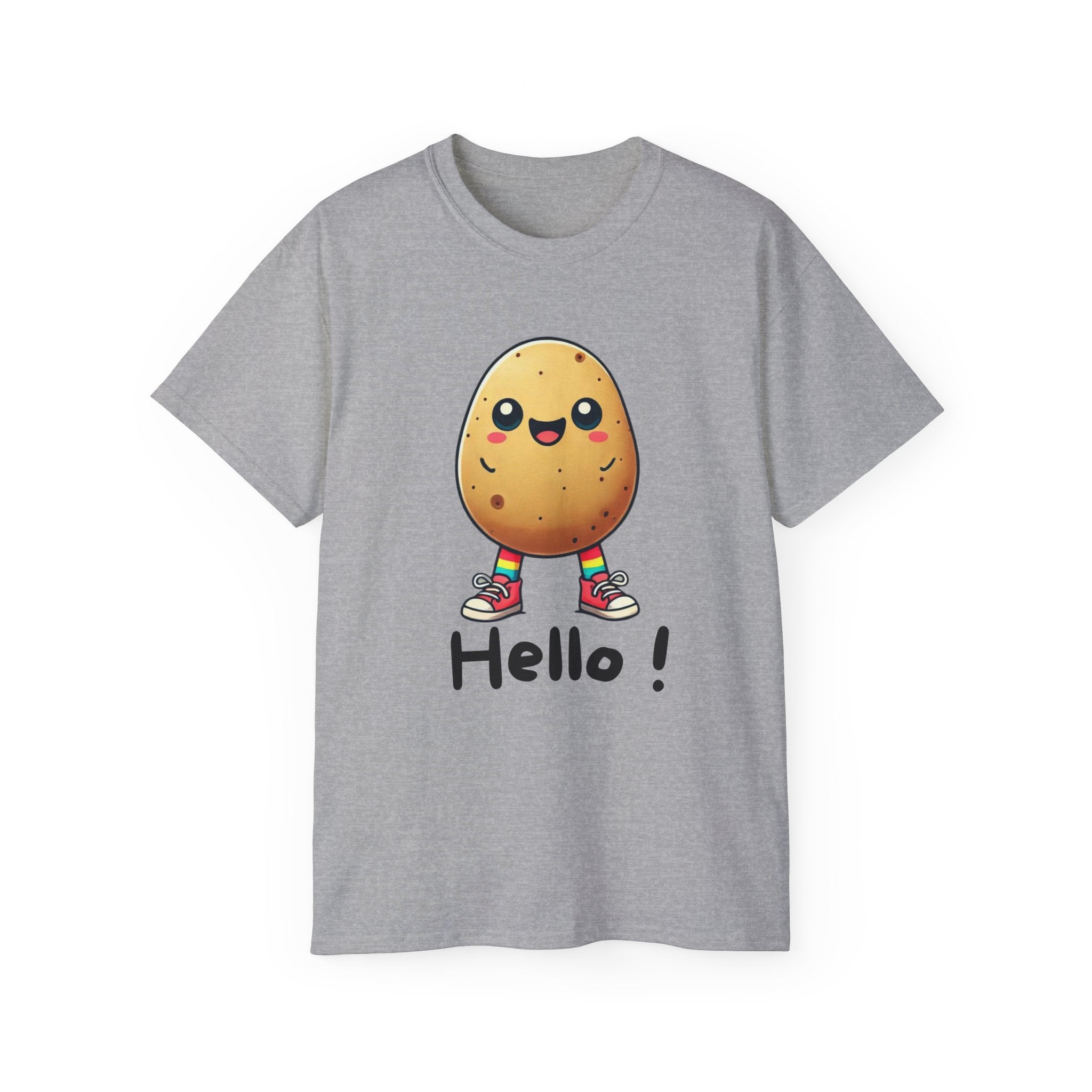 Potato Character T‑Shirt — Cute Kawaii 'Hello!' Tee