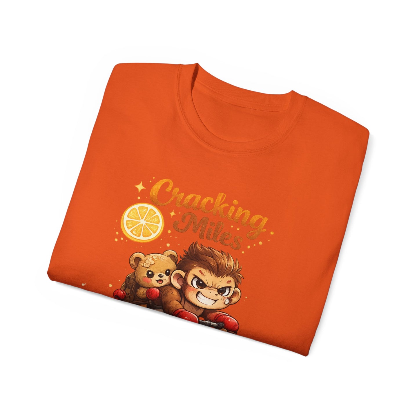 Cracking Miles Monkey Bike Tee — Cute Bear Rider Graphic T-Shirt