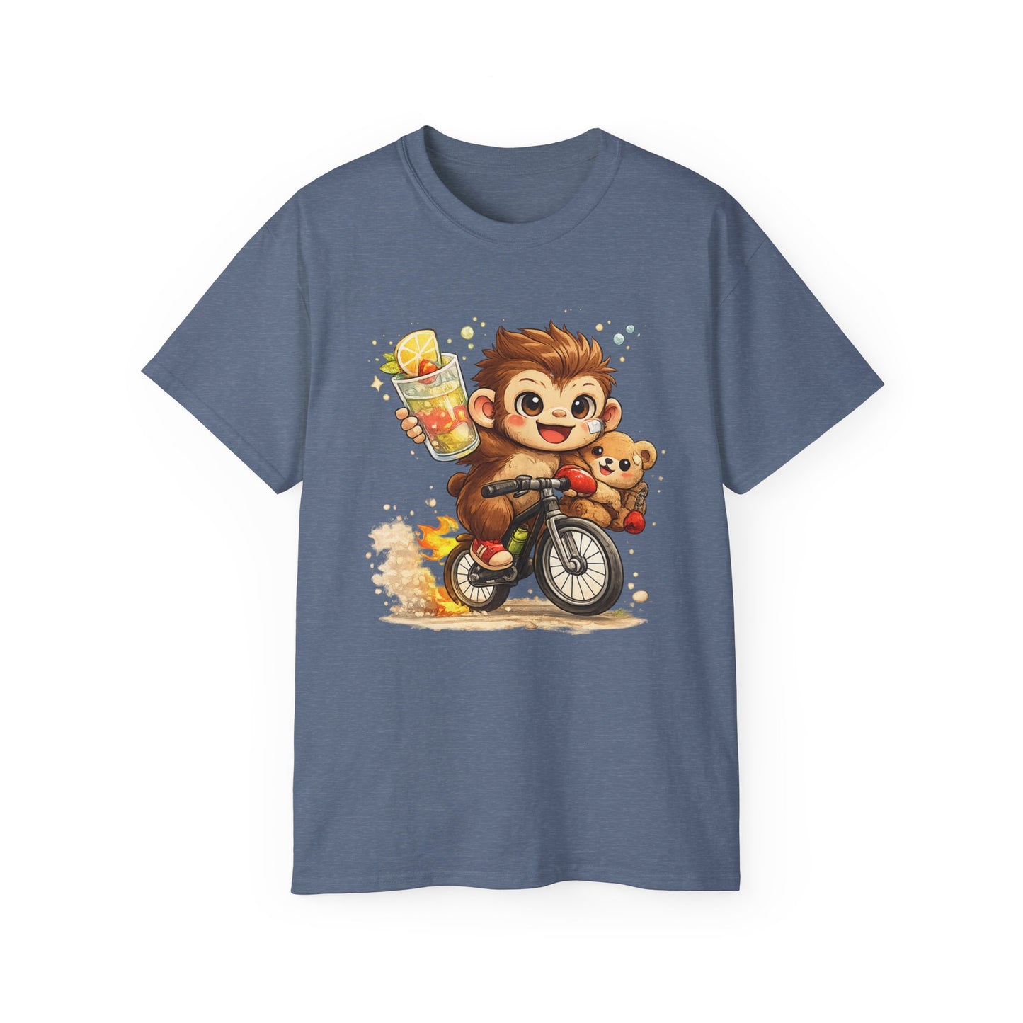 Cute Hedgehog Riding Bike T‑Shirt — Adorable Cartoon Animal Tee (With Teddy)