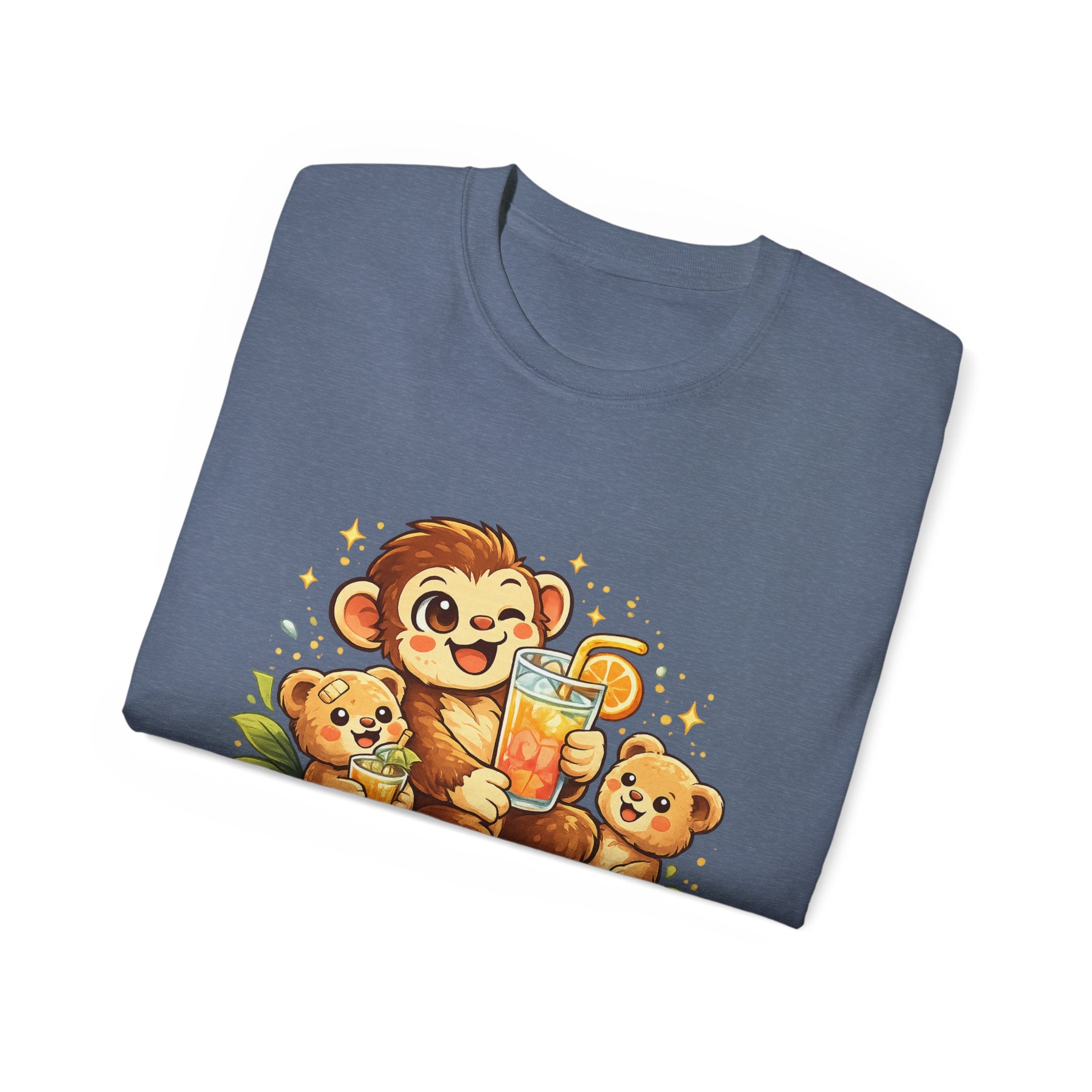 Cute Monkey Family Orange Juice T‑Shirt — Playful Tropical Kids Tee