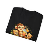 Cute Monkey Family Orange Juice T‑Shirt — Playful Tropical Kids Tee