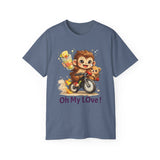 Cute Monkey on Bicycle T‑Shirt — "Oh My Love!" Graphic Tee
