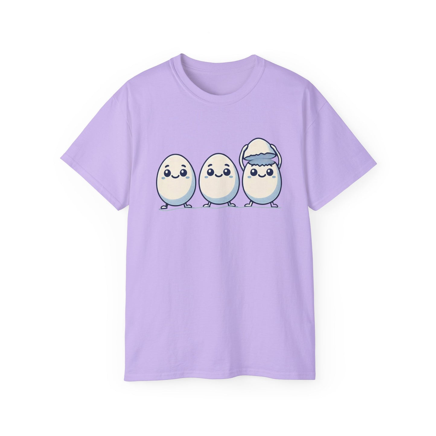 Cute Kawaii Egg Trio Graphic Tee — Adorable Chick Hatching T-Shirt