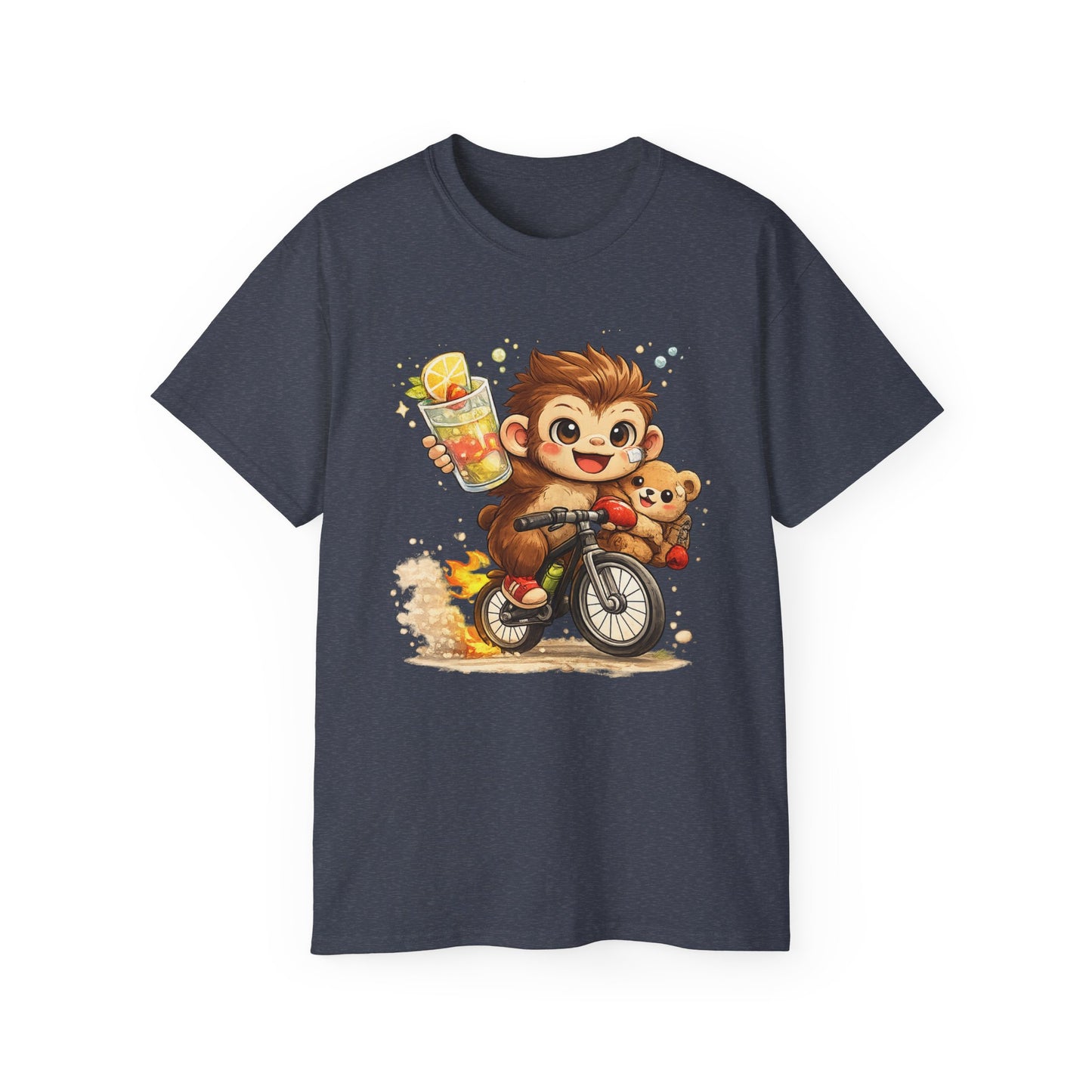 Cute Hedgehog Riding Bike T‑Shirt — Adorable Cartoon Animal Tee (With Teddy)