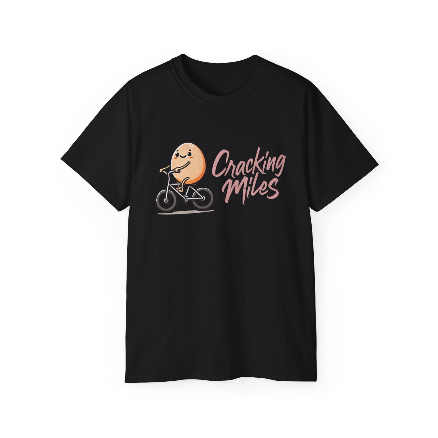 Cracking Miles Cycling T‑Shirt — Cute Egg Biker Tee