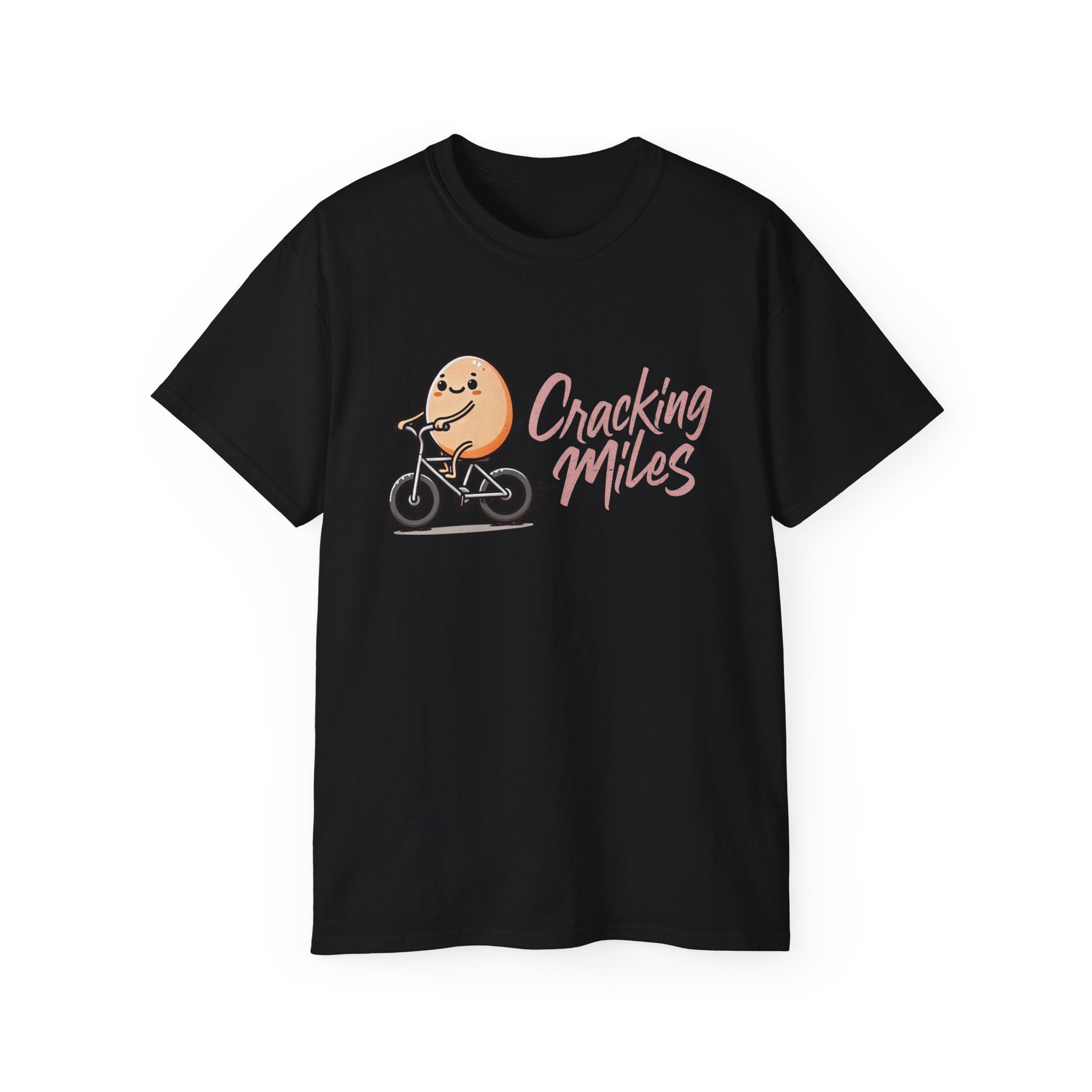 Cracking Miles Cycling T‑Shirt — Cute Egg Biker Tee