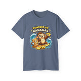 Powered by Bananas Tee — Cute Surfing Monkey & Teddy Graphic Shirt