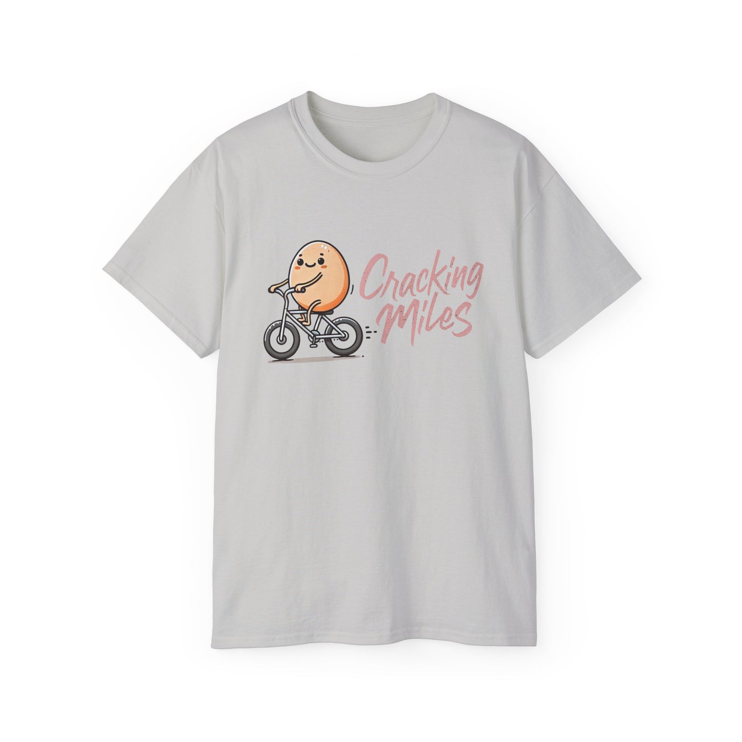 Cracking Miles Cycling T‑Shirt — Cute Egg Biker Tee
