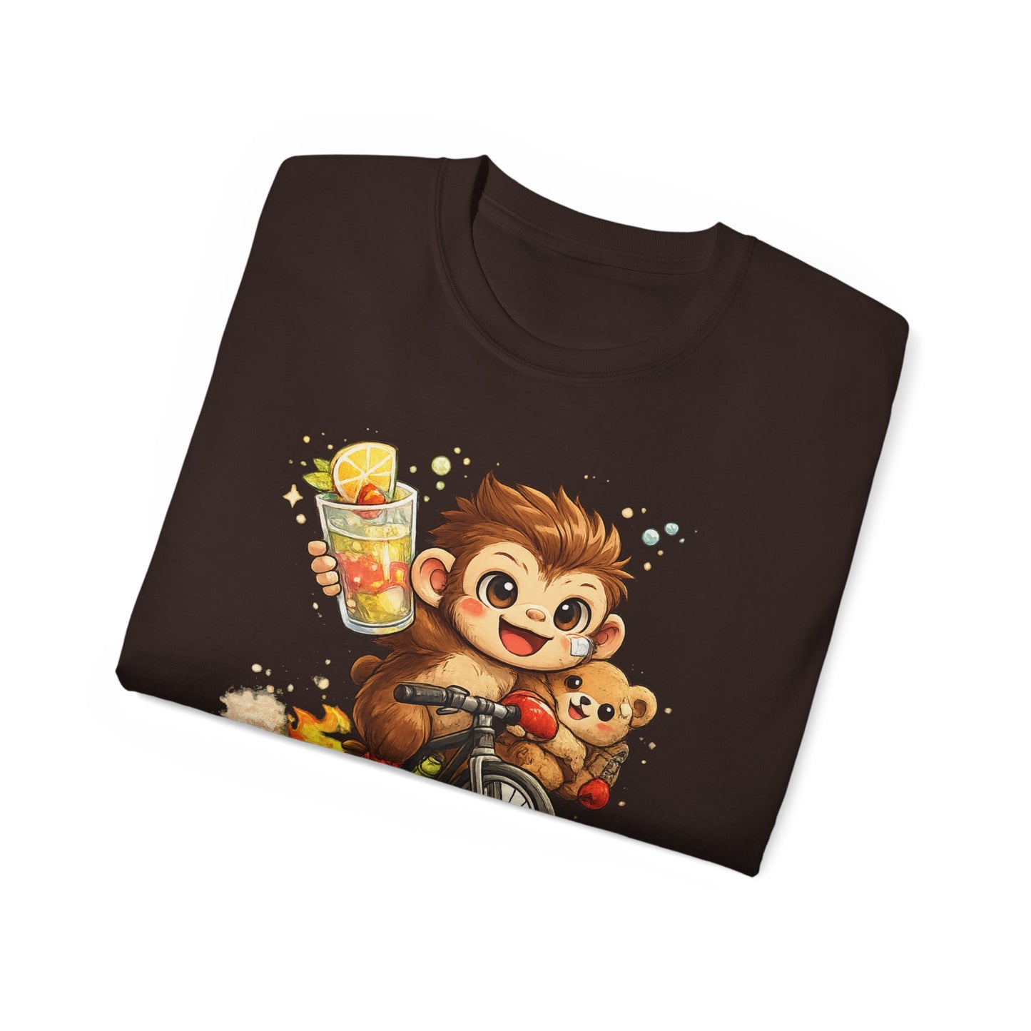 Cute Monkey on Bicycle T‑Shirt — "Oh My Love!" Graphic Tee